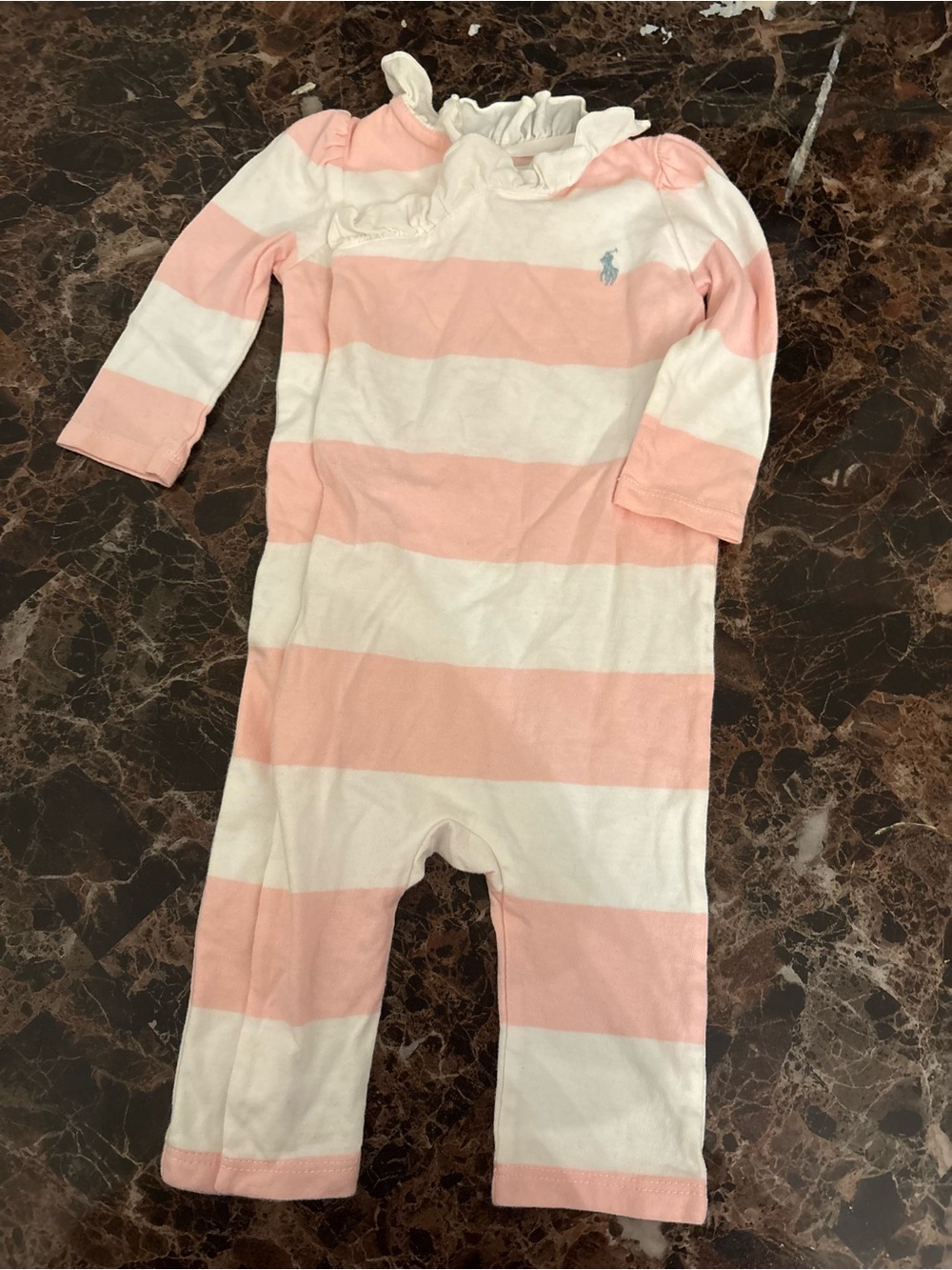 Ralph Lauren Pink & White Striped Ruffle-Collar